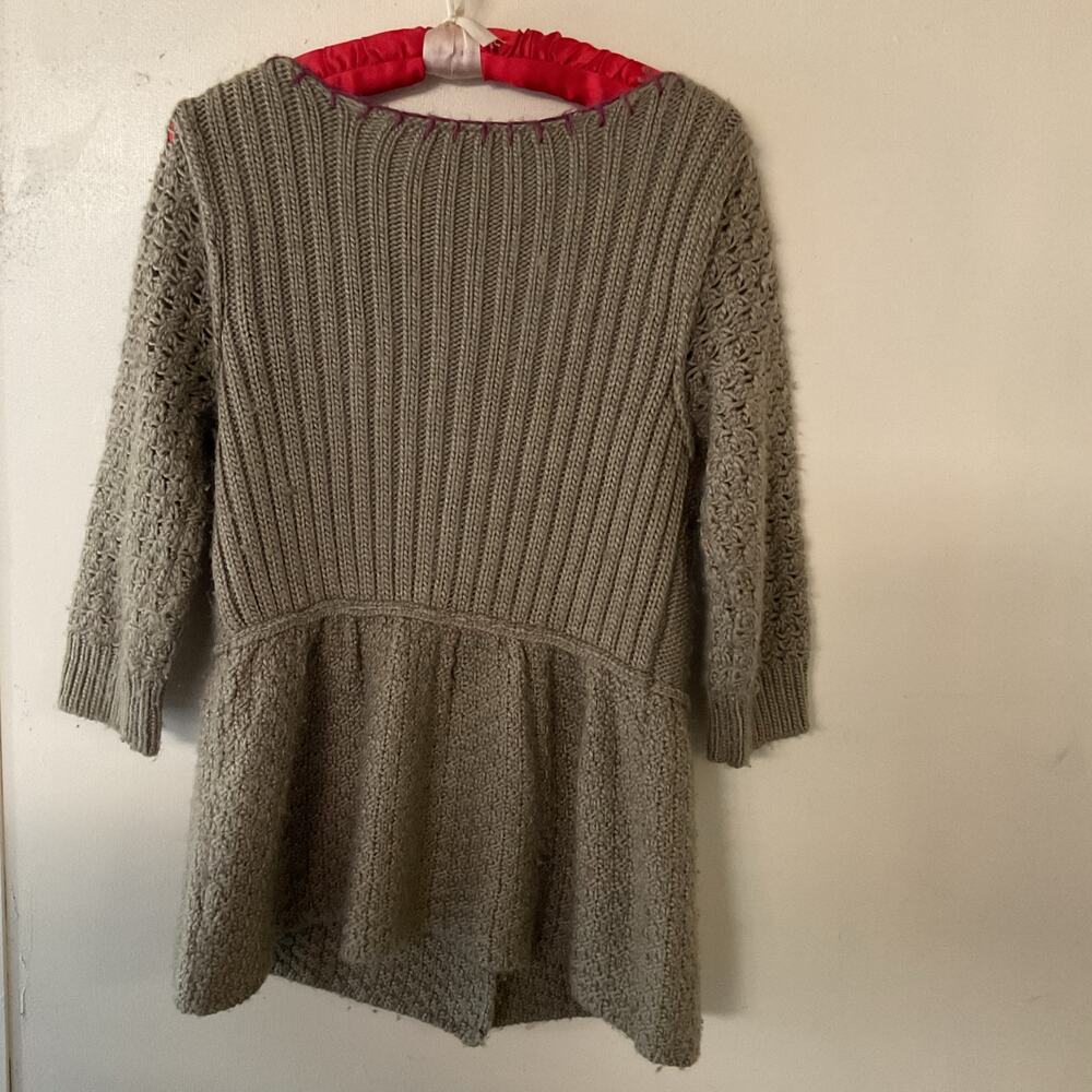 Free People Deep V Peplum Knit Sweater Cardigan in Olive Green - Picture 6 of 6